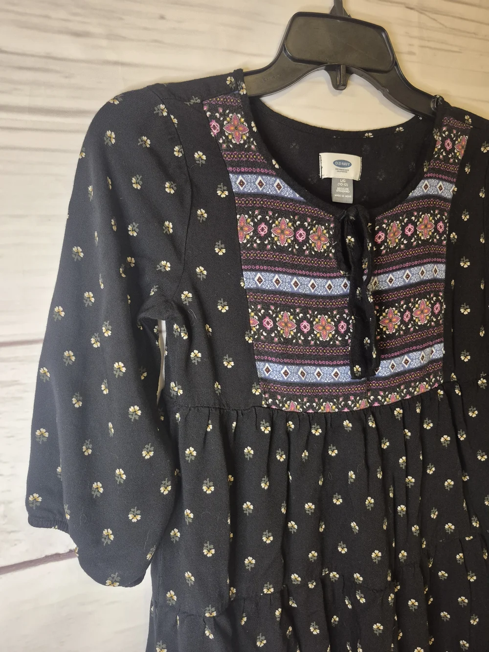 Old Navy Black Girls' Boho Embroidered Tunic Dress